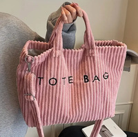Sac à main femme en velours côtelé 2025, grande capacité, nouvelle collection automne, tendance, avec lettres et étoiles, sac à bandoulière en polyester