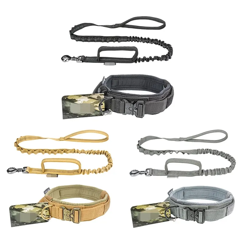 Verstellbare <span class=keywords><strong>Bronze</strong></span> Schnalle Reflective Tactical Military Training Haustier Hunde halsband und Leine Set