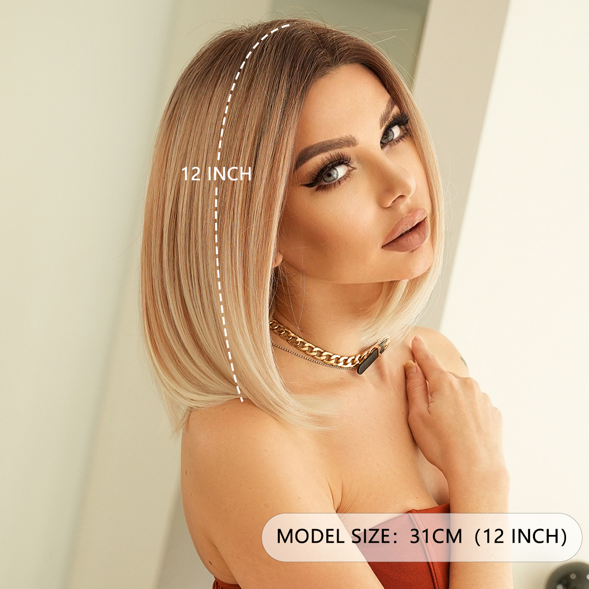 Blonde Beauty LaceFront Wig 12 inches!! Adr] DWY Ash Blonde White Balayage Highlights BOB 12 inch  main image 2