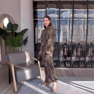 <span class=keywords><strong>Maxi</strong></span> abito leopardato alla moda a maniche lunghe classico <span class=keywords><strong>colletto</strong></span> della <span class=keywords><strong>camicia</strong></span> per le donne - Product Image 5