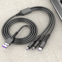 Cable de Datos USB-C a Micro USB 3 en 1, Trenzado de Nailon, Carga Rápida 3A, para Computadora IOS y Cámara