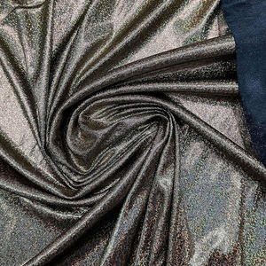 Tela elástica de poliéster con purpurina holográfica plateada metálica brillante, muy vendida. - Product Image 4