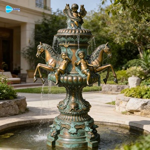 <span class=keywords><strong>Fontana</strong></span> d'Acqua in Bronzo Antico con Scultura di Cavallo Personalizzata, Opera d'<span class=keywords><strong>Arte</strong></span> Intagliata e Oggetto da Collezione per Piscine - Product Image 1