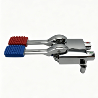 Handsfree voetbediende kraan, koud en warm water mengkraan, dubbele pedaalbediening, messing behuizing, G1/2 zwanenhals spoelbakkraan, commerciële keuken