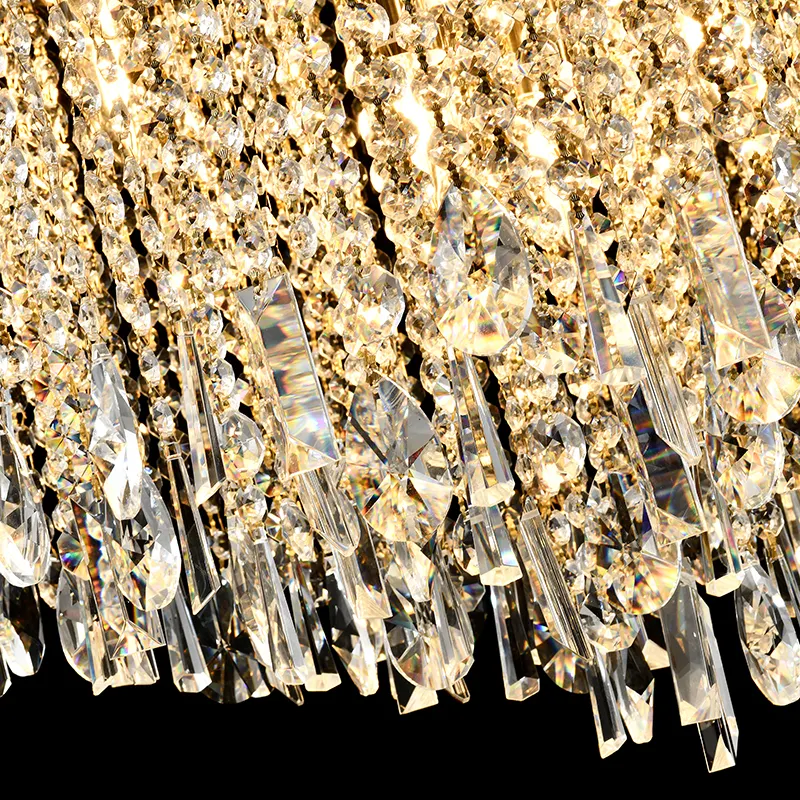 Light Led Chandelier HUAYI Customized Hotel Project Iron Large Crystal Pendant Light Hanging Luxury Modern K9 Crystal Chandelier