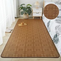 Tapis de sol lavable en bambou tressé pour chambre à coucher, antidérapant et doux, tapis rafraîchissant d'été pour salon, tapis bohème en paille