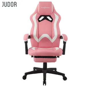 Judor drehbarer Computer rosa Gaming Stuhl Renn stuhl mit hoher Rückenlehne und Fuß stütze