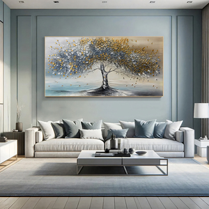 Árbol <span class=keywords><strong>DE</strong></span> <span class=keywords><strong>LA</strong></span> <span class=keywords><strong>VIDA</strong></span> pintura al óleo sobre lienzo grande abstracto texturizado <span class=keywords><strong>azul</strong></span> gris flor árbol pared arte personalizado moderno Decoración Para sala <span class=keywords><strong>de</strong></span> estar - Product Image 1