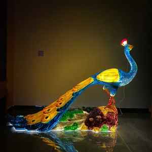 等身大屋外パーク & ガーデンLEDライト彫刻象パンダアルパカグラスファイバー像動物園装飾用樹脂工芸品 - Product Image 5