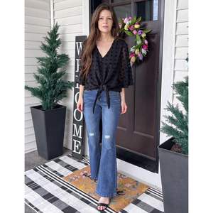 Luvamia, pantalones vaqueros de pierna ancha Retro para mujer, pantalones vaqueros acampanados con corte de bota, diseño rasgado, pantalones vaqueros elásticos transpirables con lazo 3D - Product Image 6