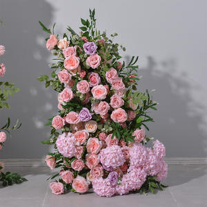 Planta verde y arco rosa con <span class=keywords><strong>fondo</strong></span> de fila de flores Corredor de flores artificiales para decoraciones de boda - Product Image 3