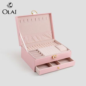 תכשיטי יוקרה אולאי תכשיטים מעור פו במקרה עמיד למים dustproof אחסון אביזרים עם מנעול - Product Image 1