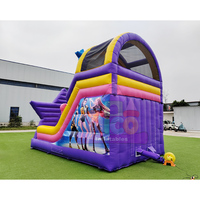 Château gonflable combiné le plus populaire avec toboggan commercial à double voie et souffleur