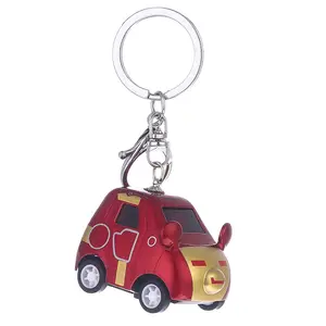 Creative cartoon Warrior Marvel car keychain cute mini car key chain schoolbag pendant