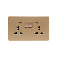 Prise murale électrique multifonctionnelle universelle ABUK, norme UE/Royaume-Uni, 10A 13A 16A, 1/2/3 gangs, dorée, avec 2 ports USB Type C