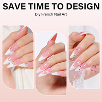 Ongles français roses brillants prêts à poser, forme stiletto longue, 180 pièces, capsules de gel pré-dessinées, 15 tailles, application facile pour salon de manucure, vente en gros