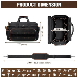 Bolsa de Herramientas de Tela Oxford Resistente al Desgaste de 17 Pulgadas, Bolsa de Hombro Resistente para Llevar Cruzada o en la Mano - Product Image 3