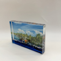 Cadre photo liquide en acrylique 4*6 pouces, figurine personnalisée en plastique, thème voiture sur câble bleu, ornement de bureau pour aquarium océanarium, souvenirs
