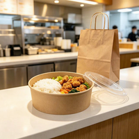 Bols en papier jetables de qualité alimentaire, épaissis, avec revêtement PE, résistants à l'huile et à l'eau, pour restaurant, logo personnalisé disponible