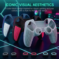 Étui de protection Data Frog pour manette PS5, silicone premium antidérapant, édition rétro, manette classique grise, amélioration des joysticks