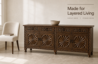 Buffet sculpté à quatre portes, armoire de rangement décorative pour salon, salle à manger, projets d'aménagement intérieur hôtelier