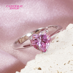 Cadermay Moissanite Heart Ring 8x8mm S925 Silver Engagement Ring For Women - Product Image 2