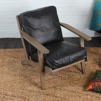Fauteuil inclinable de style campagnard français en bois de chêne massif, fauteuil de détente pour hôtel, fauteuil occasionnel en cuir pour salon, luxe