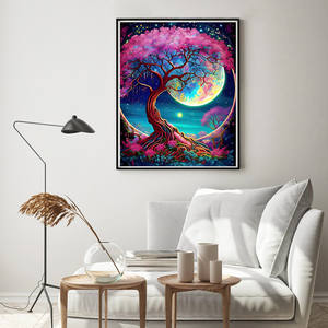 Diamant peinture paysage série fantaisie lune tordu cou arbre broderie à la main Premium ambiance Art décoration murale coffret cadeau - Product Image 2