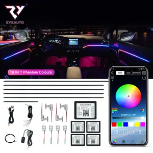 ZY Lumière intérieure de voiture 18 en 1 Symphony Led Auto Atmosphere Light Multicolore 64 couleurs Musique Sync RGB Led Strip Car Ambient Light