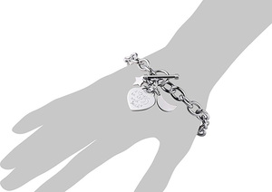 Grabado de palabras "<span class=keywords><strong>I</strong></span> Love You to the Moon and Back" y corazón Luna estrella Acero inoxidable encanto alternar pulsera - Product Image 5