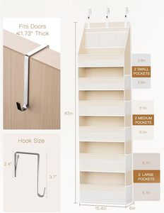 Organizador de Ropa Plegable para Colgar en la Puerta con 6 Estantes y 13 Bolsillos de Malla Reforzado con Hierro Estilo Europeo - Product Image 2