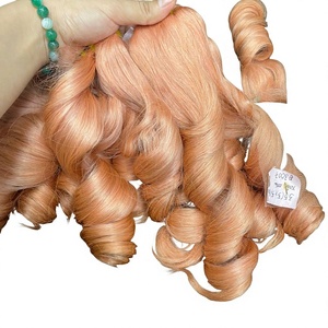 Cheveux bouclés rebondissants couleur orange pêche, dentelle transparente, super double drawn, prix direct usine - Product Image 1