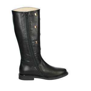 Florens Girls' Boots F6424 Black <b>Leather</b> Knee High With Gold Studs For Winter Wear - Product Image 4