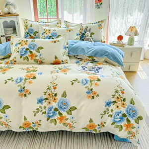 Parure de lit 4 pièces en polyester 115 GSM, imprimé floral coloré, housse de <span class=keywords><strong>couette</strong></span> et taies d'oreiller pour toutes les saisons - Product Image 6