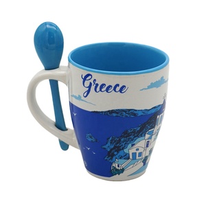 Taza de Café de Cerámica Blanca de 11 oz con Diseño Creativo y Decoración Azul en el Interior, con Cuchara, Tazas de Regalo Personalizadas, Precio de Fábrica - Product Image 3