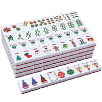Jeu de Mahjong Américain Rouge de Noël en Mélamine, Portable, 160 Tuiles pour Jeux d'Échecs et de Cartes, Emballage en Carton