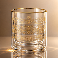 Verre à whisky en cristal haut de gamme avec motif filigrané doré, écologique, fait main, compatible lave-vaisselle pour Scotch/Bourbon