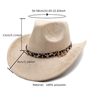 Nouvelle casquette ethnique <span class=keywords><strong>en</strong></span> polyester réglable |   Chapeau Fedora Cowboy à Imprimé Léopard pour Hommes, Femmes et Couples, Style Western, Idéal pour les Fêtes et les Activités de Plein Air - Product Image 2