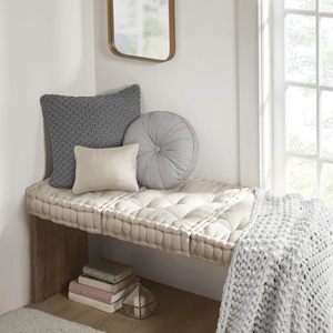 Coussin de sol Azza Pouf carré avec bord festonné Coussin de banc hypoallergénique - Product Image 5