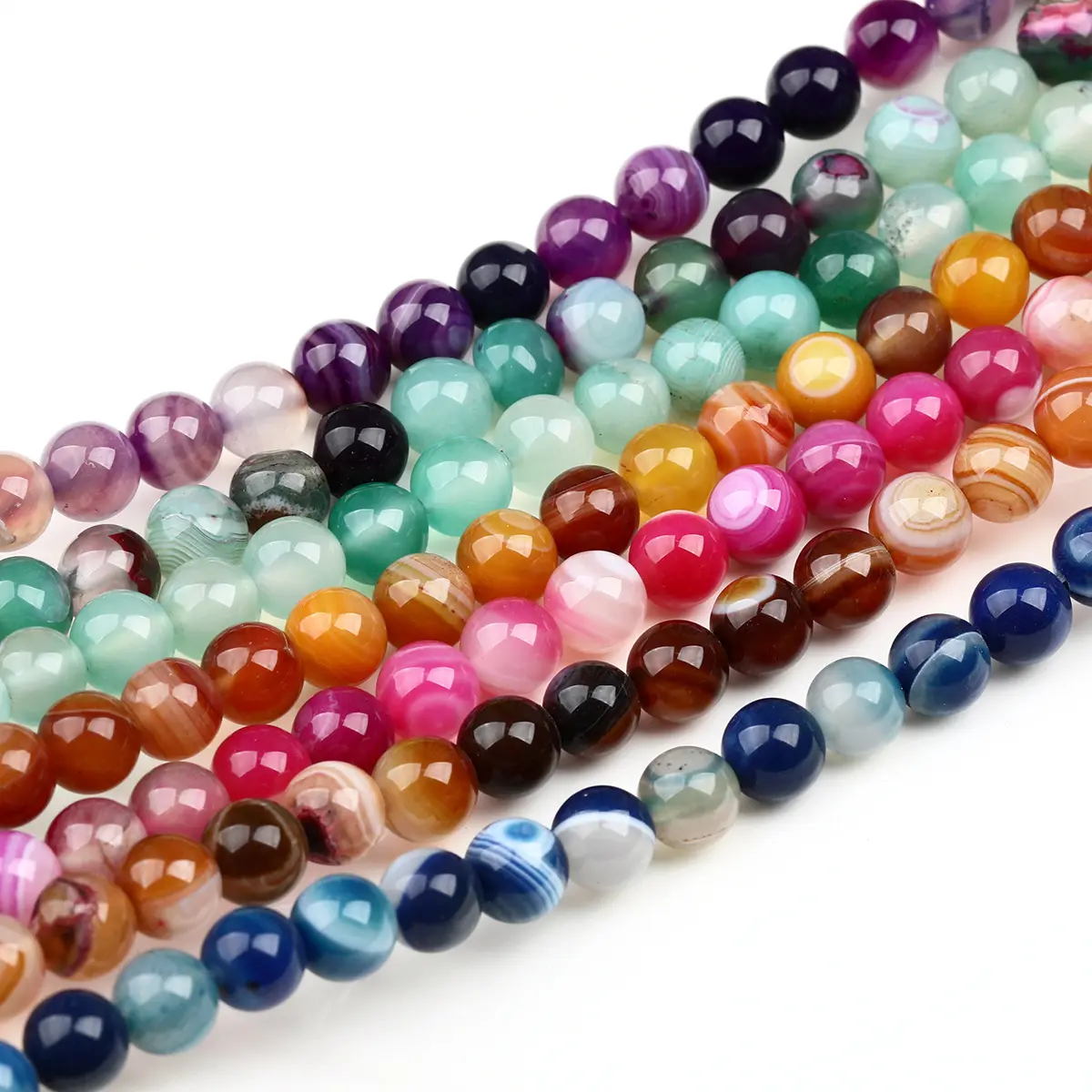 Großhandel natürliche Edelstein Achat Perlen Runde lose Stein Armband Schmuck 8 mm Kristall Perlen für die Schmuck herstellung