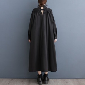 Nuovo Abito Lungo in Cotone Oversize Minimalista Giapponese con Cut-out e Schiena Scoperta, Collezione Primavera 2026, Blu, Taglie Forti - Product Image 3