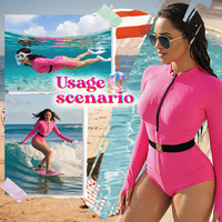 Nouveau maillot de bain une pièce gainant et sculptant pour le ventre, couleur fluorescente, pour sports nautiques et plongée (combinaison de plongée)