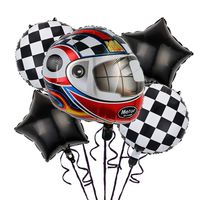 Ensemble de 5 ballons en feuille d'aluminium sur le thème des voitures de course, comprenant un ballon en forme de pneu, pour décorations de fête sur le thème des voitures de course