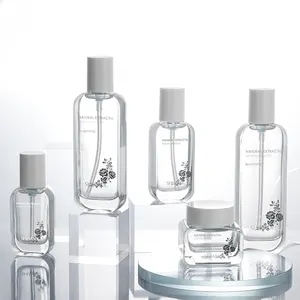 50g 30ml 50ml 100ml 120ml Siebdruck Milchglas Toner behälter Sprüh flasche Creme glas Kosmetik lotion Pump flasche
