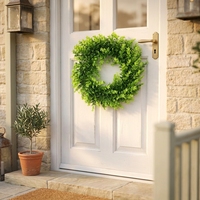 Guirlande en herbe artificielle, couronne de feuilles réalistes en plastique, décoration de Noël pour l'intérieur et l'extérieur, porte, mur, verdure artificielle