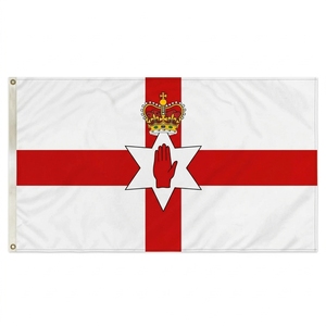 Bandera <span class=keywords><strong>de</strong></span> <span class=keywords><strong>Irlanda</strong></span> del Norte <span class=keywords><strong>de</strong></span> 3x5 pies, Bandera <span class=keywords><strong>de</strong></span> Ulster con Mano Roja <span class=keywords><strong>de</strong></span> Ulster y Cruz y Corona, Poliéster 100D, Doble Ojal, Bandera Personalizada para Exteriores - Product Image 1