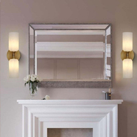 Appliques murales LED à double lumière sur base en fer, design moderne personnalisable avec abat-jour en albâtre pour hôtel de luxe, salle de bain, salon, hall