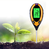 Vente flash - Testeur de sol numérique 4 en 1 professionnel avec écran LCD - Température, humidité, luminosité du soleil, pH - Testeur de sol pour plantes de jardin