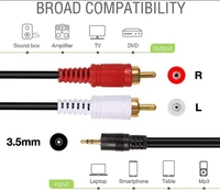 Câble audio stéréo de haute qualité à paire torsadée 3,5 mm 2RCA plaqué or avec blindage tressé et gaine en PVC pour voiture, ordinateur, lecteur DVD