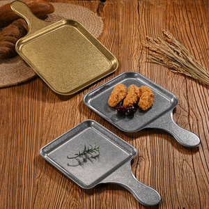 Retro Stainless Steel Square <b>Tray</b> With Handle Multi Purpose Serving Plate For Hotel Coffee <b>Tea</b> Snacks - Product Image 2